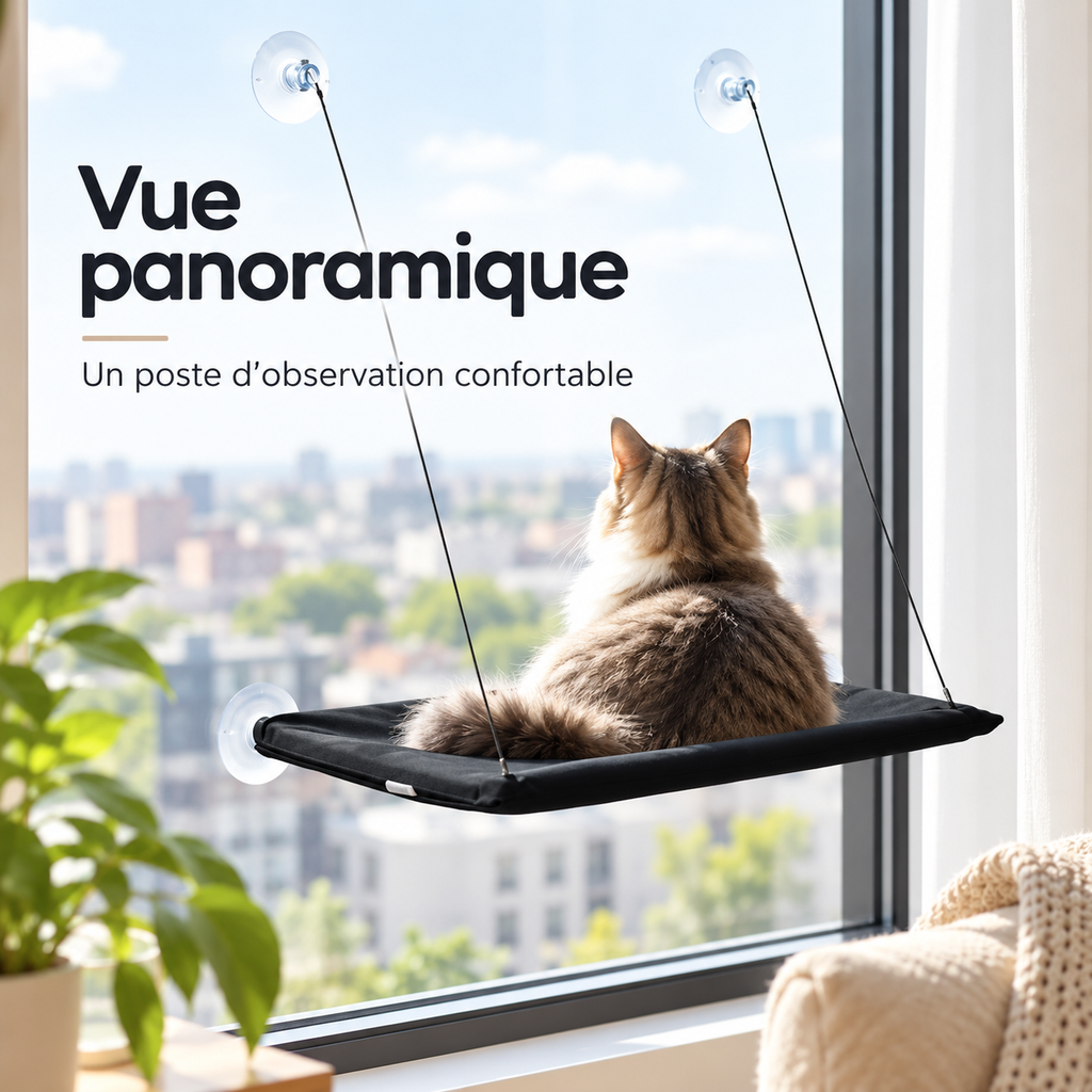 Hamac pliable de fenêtre pour chat avec ventouses