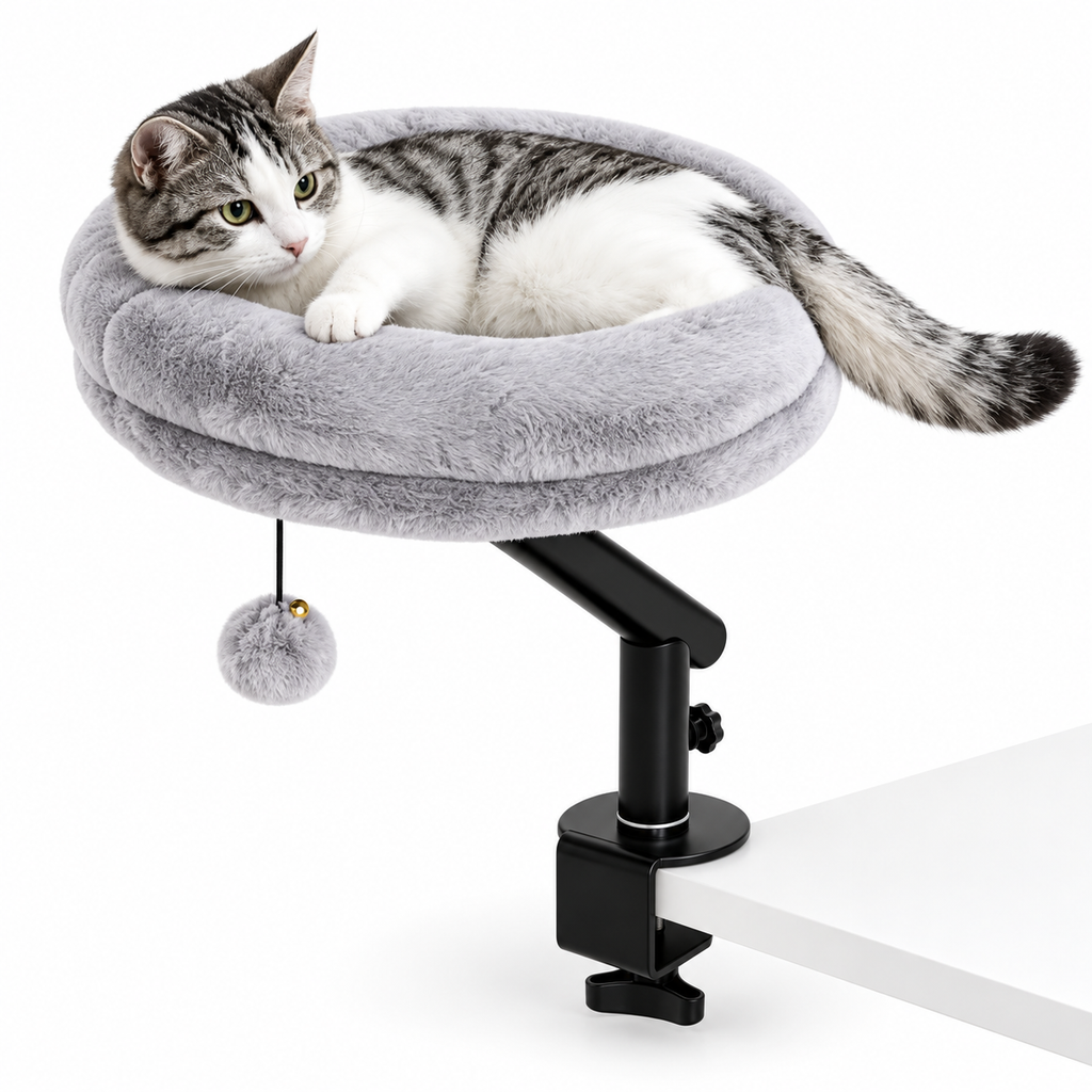 Lit perchoir rotatif pour chat à fixer au bureau