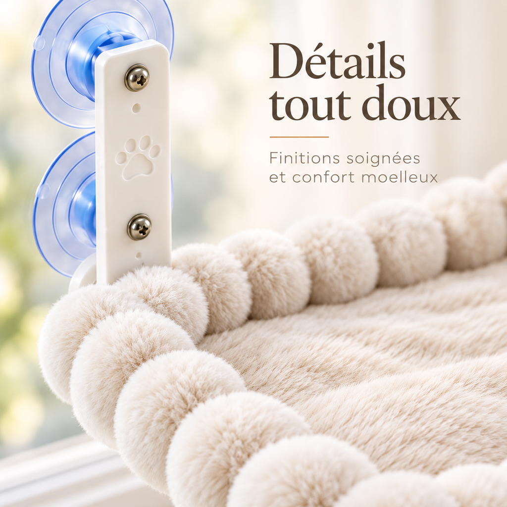 Hamac de fenêtre moelleux pour chat avec ventouses