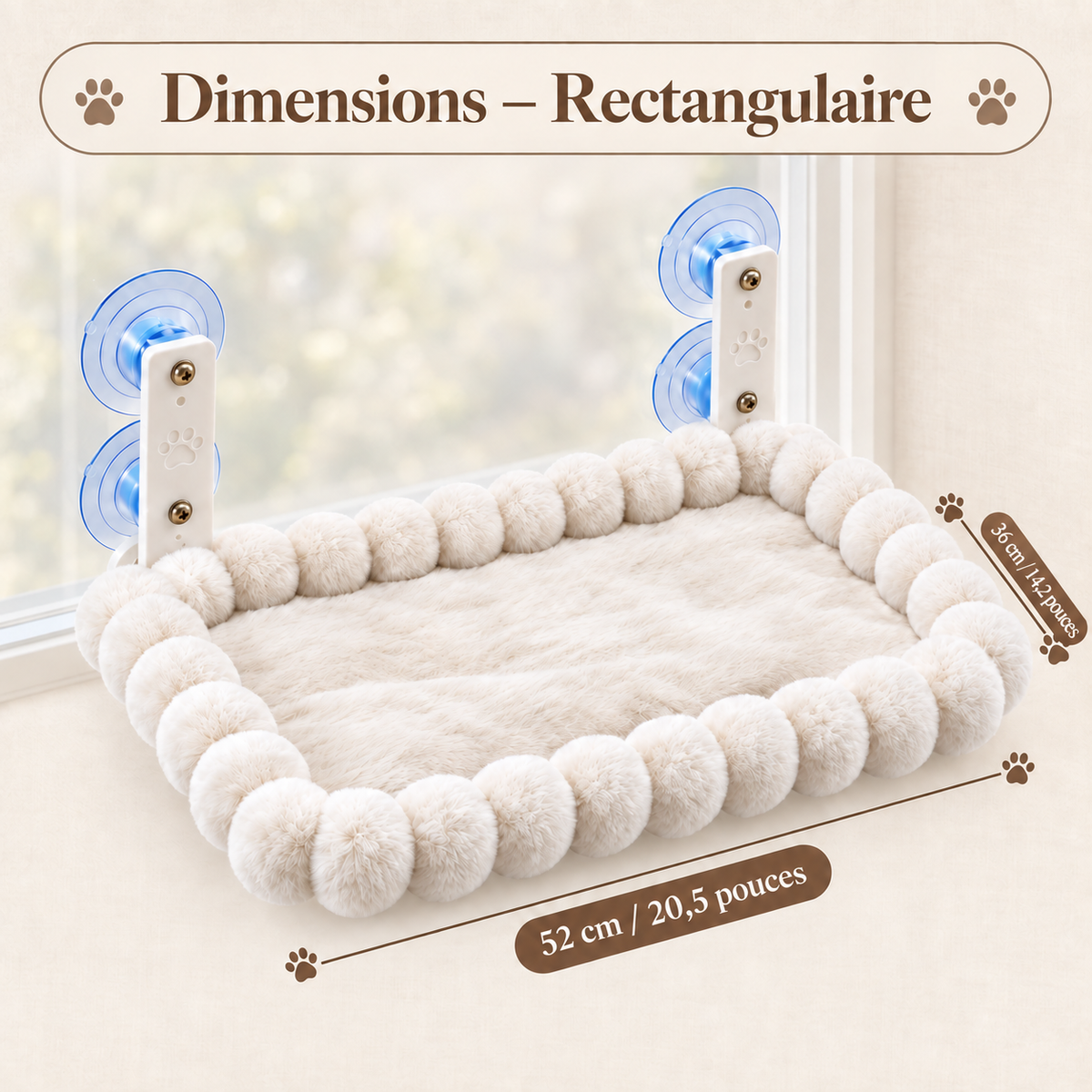 Hamac de fenêtre moelleux pour chat avec ventouses