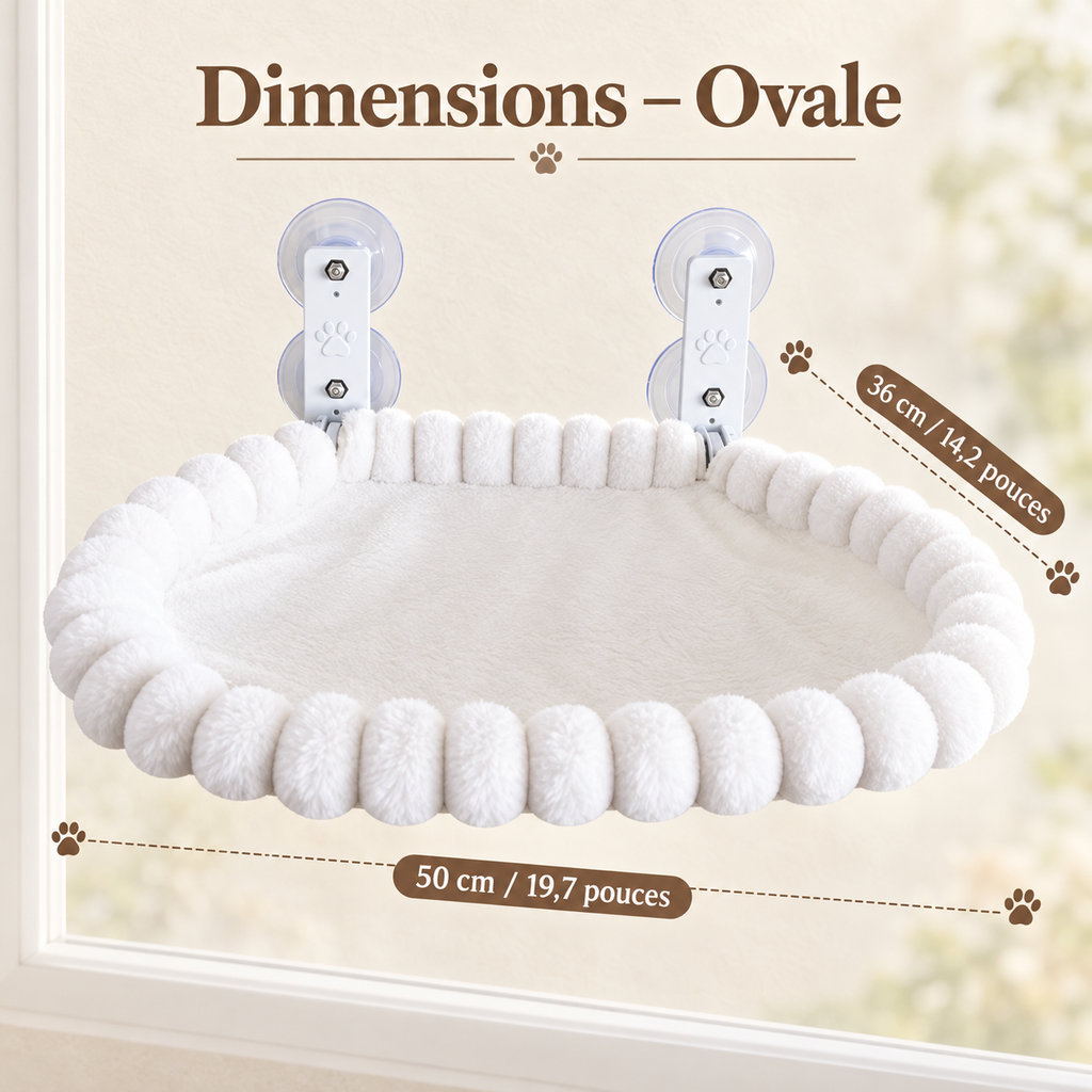 Hamac de fenêtre moelleux pour chat avec ventouses