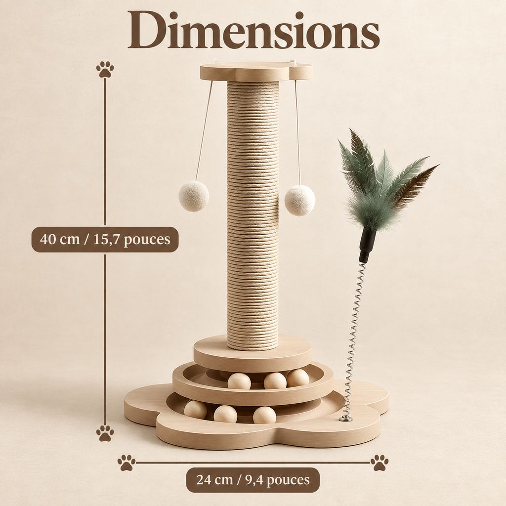 Griffoir en sisal pour chat avec jouet interactif