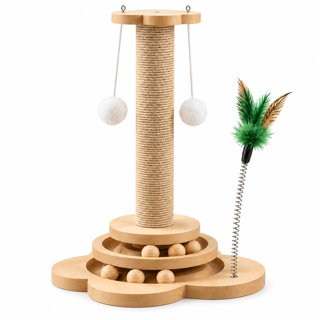 Griffoir en sisal pour chat avec jouet interactif