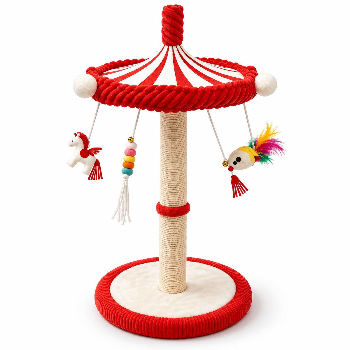 Grand griffoir pour chat de 99 cm avec carrousel de jouets à 360°