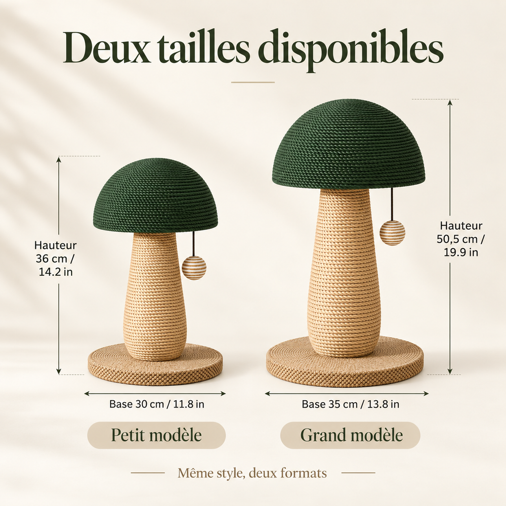 Griffoir pour chat en forme de champignon avec boule suspendue