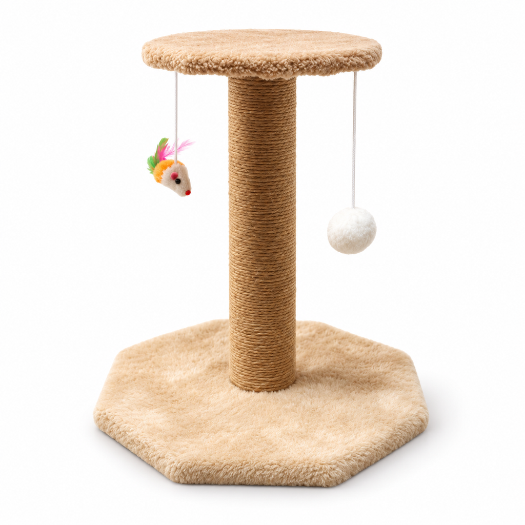 Arbre à chat compact à deux niveaux avec griffoir en chanvre
