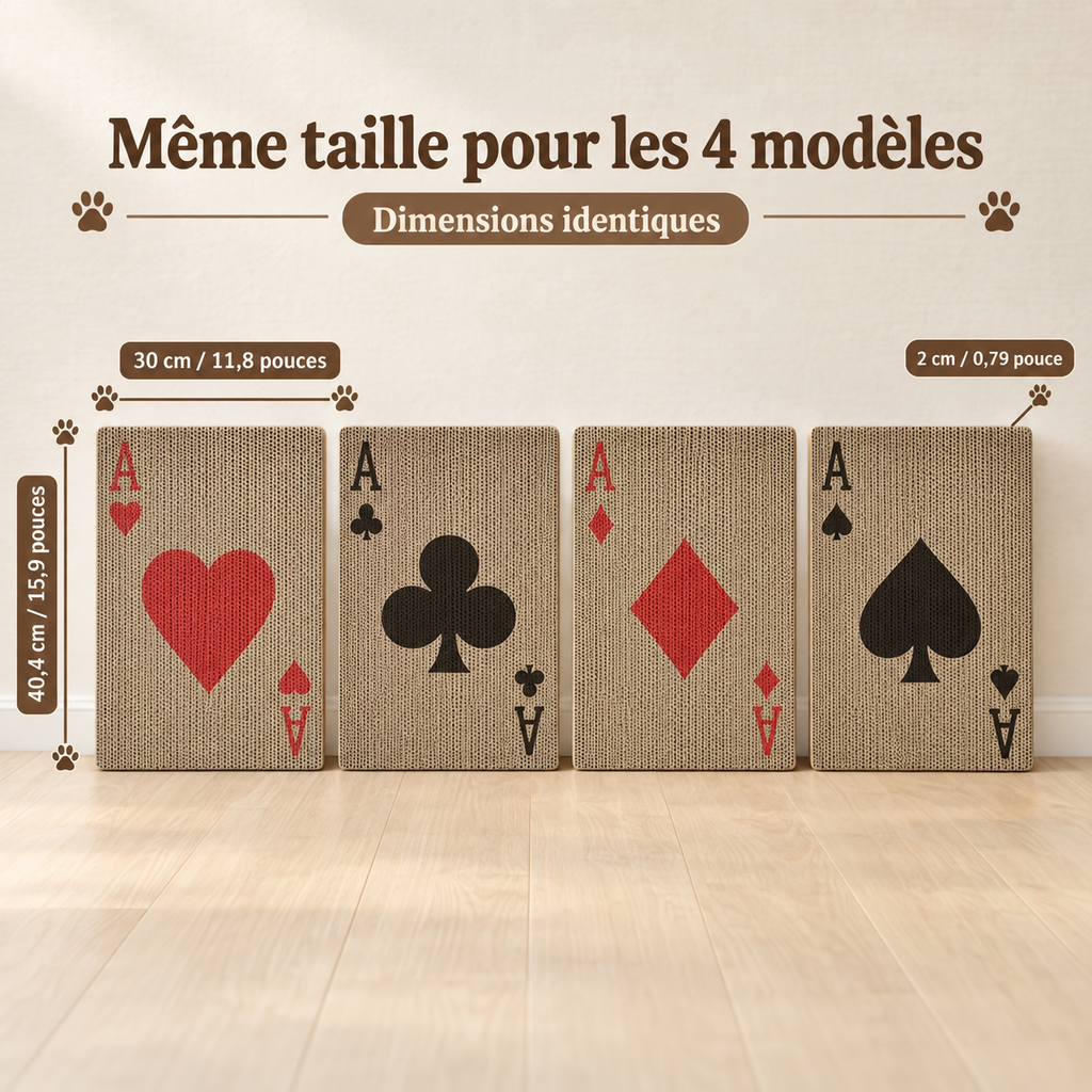 Griffoir mural pour chat en carton – Motif carte à jouer