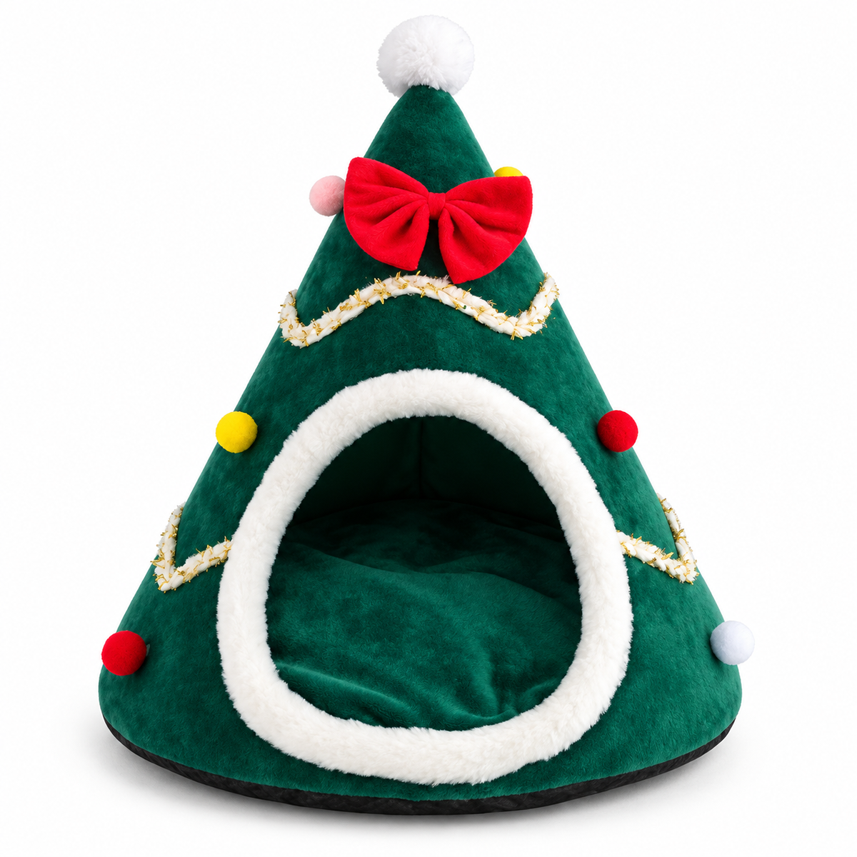 Lit pour chat de Noël en forme de sapin