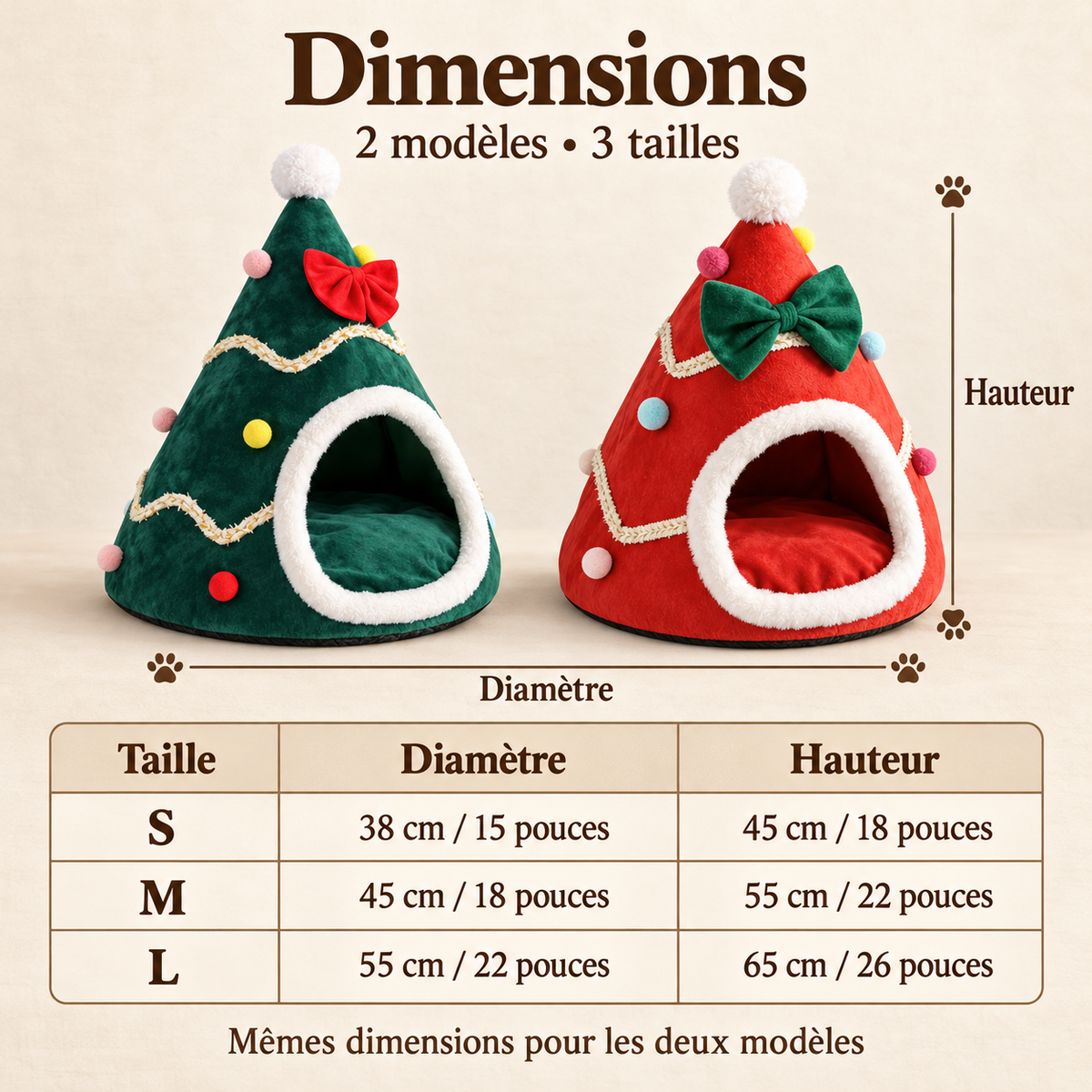 Lit pour chat de Noël en forme de sapin