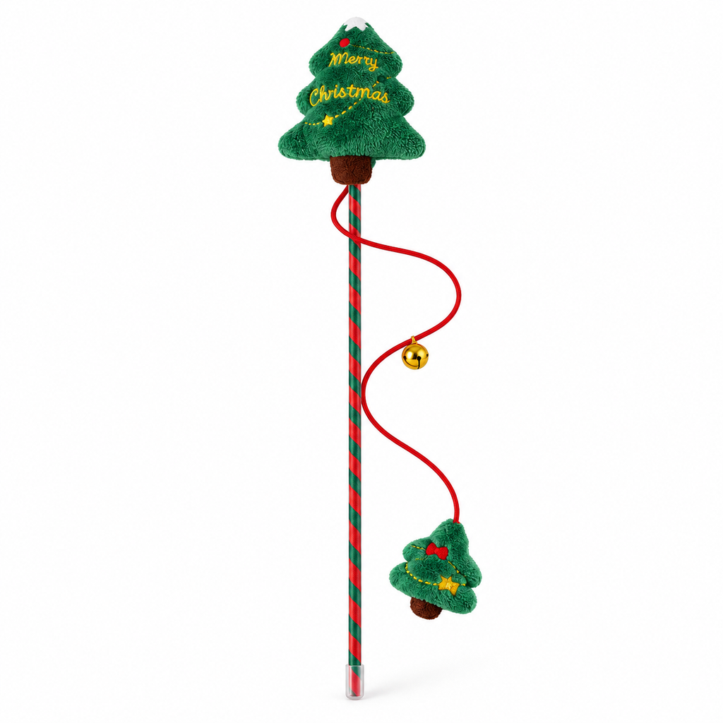Baguette interactive de Noël pour chat avec clochette