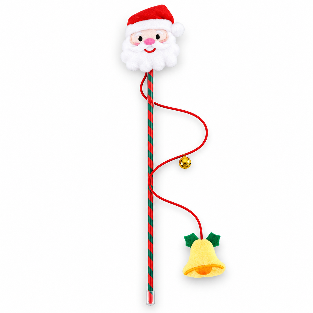Baguette interactive de Noël pour chat avec clochette