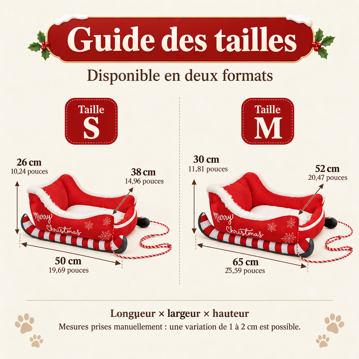 Lit de Noël en forme de traîneau pour chat