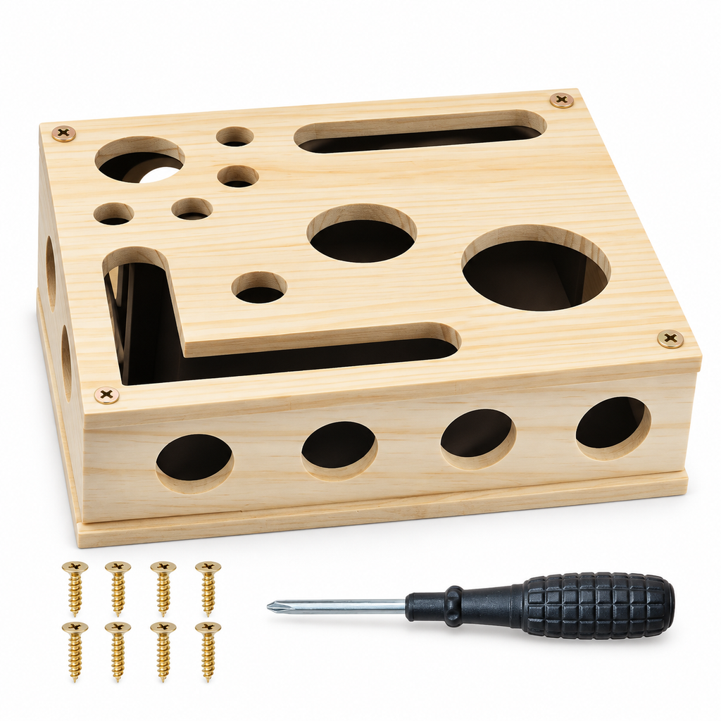 Boîte de jeu d’éveil en bois pour chat