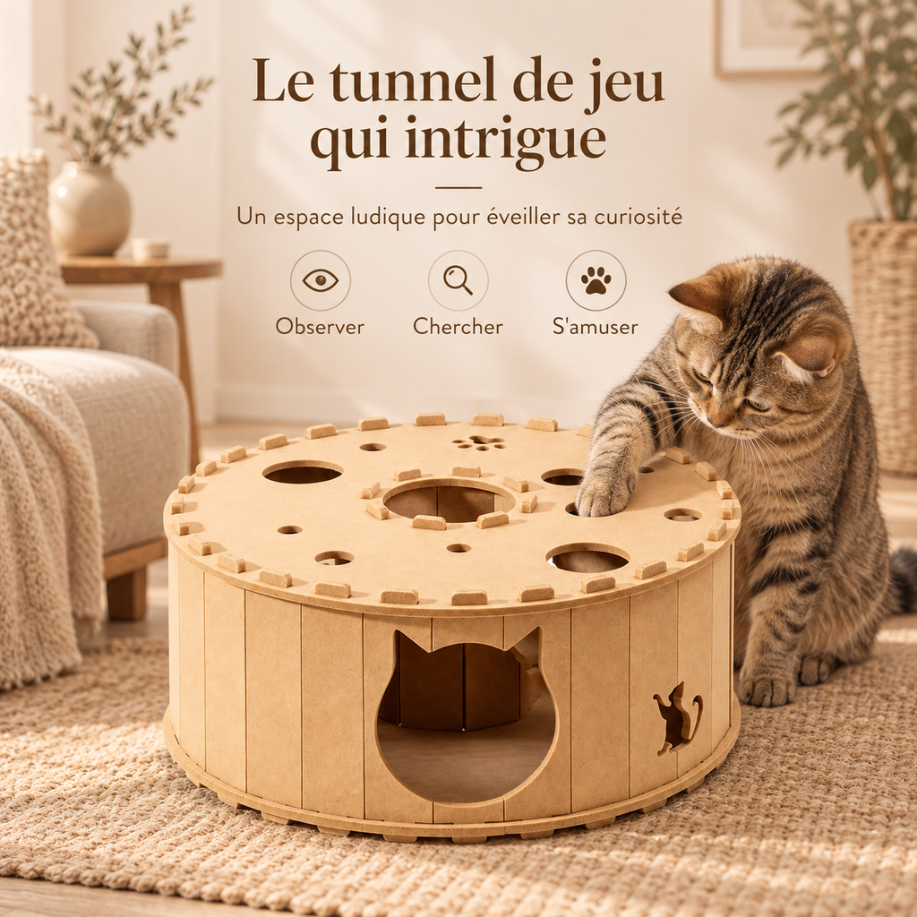 Maison tunnel 2-en-1 pour chat