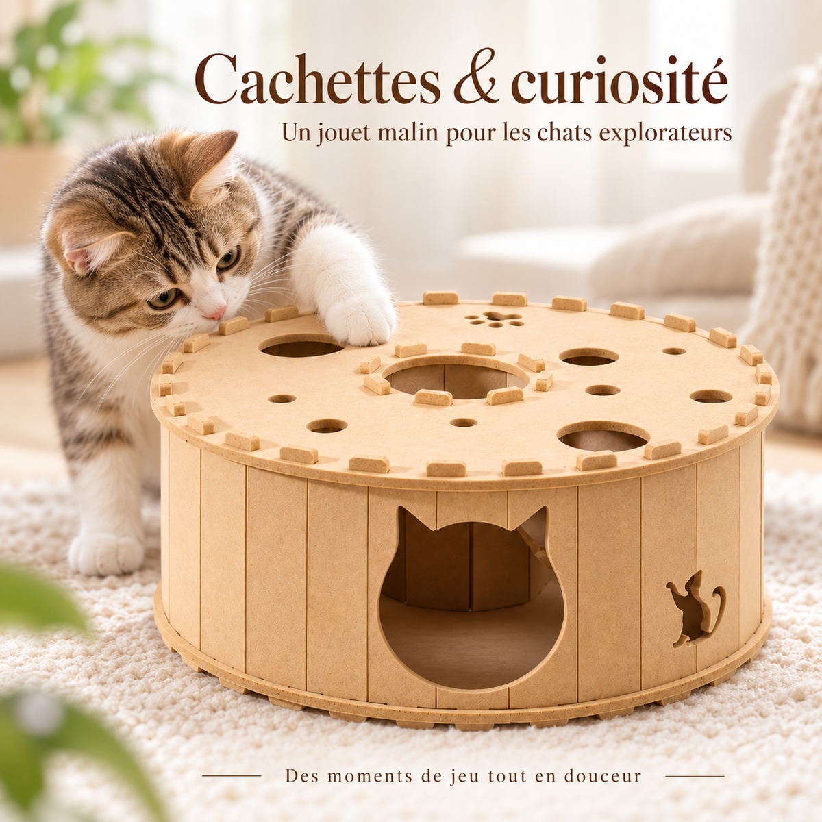 Maison tunnel 2-en-1 pour chat