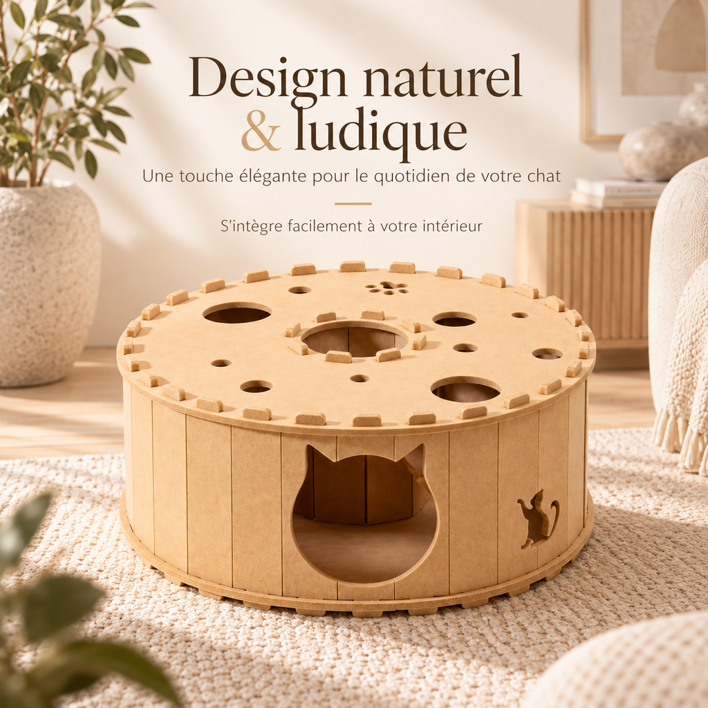 Maison tunnel 2-en-1 pour chat