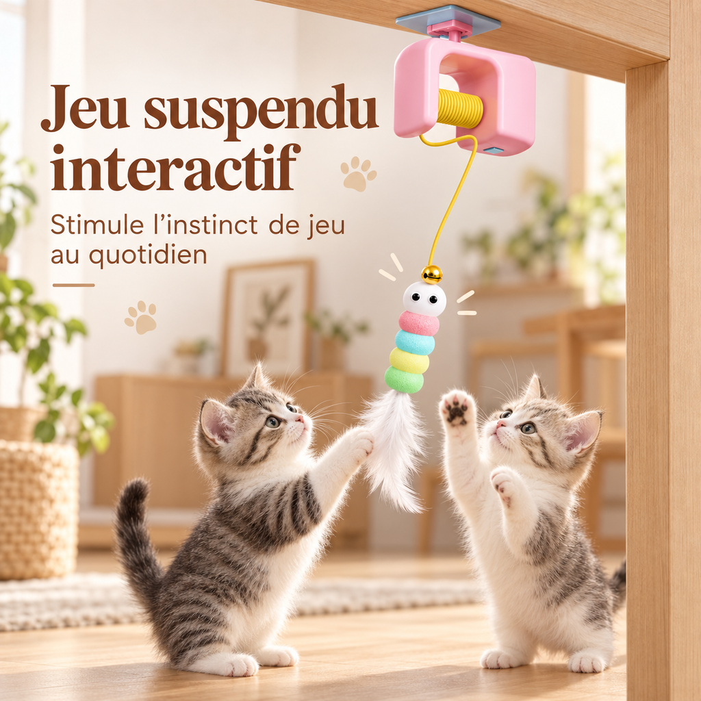 Jouet suspendu pour chat avec plume et clochette