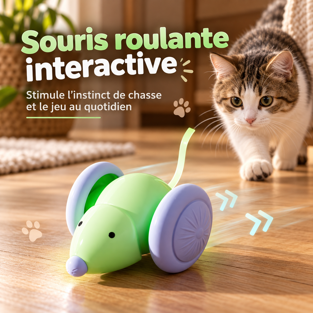 Souris électrique rechargeable pour chat avec évitement d’obstacles