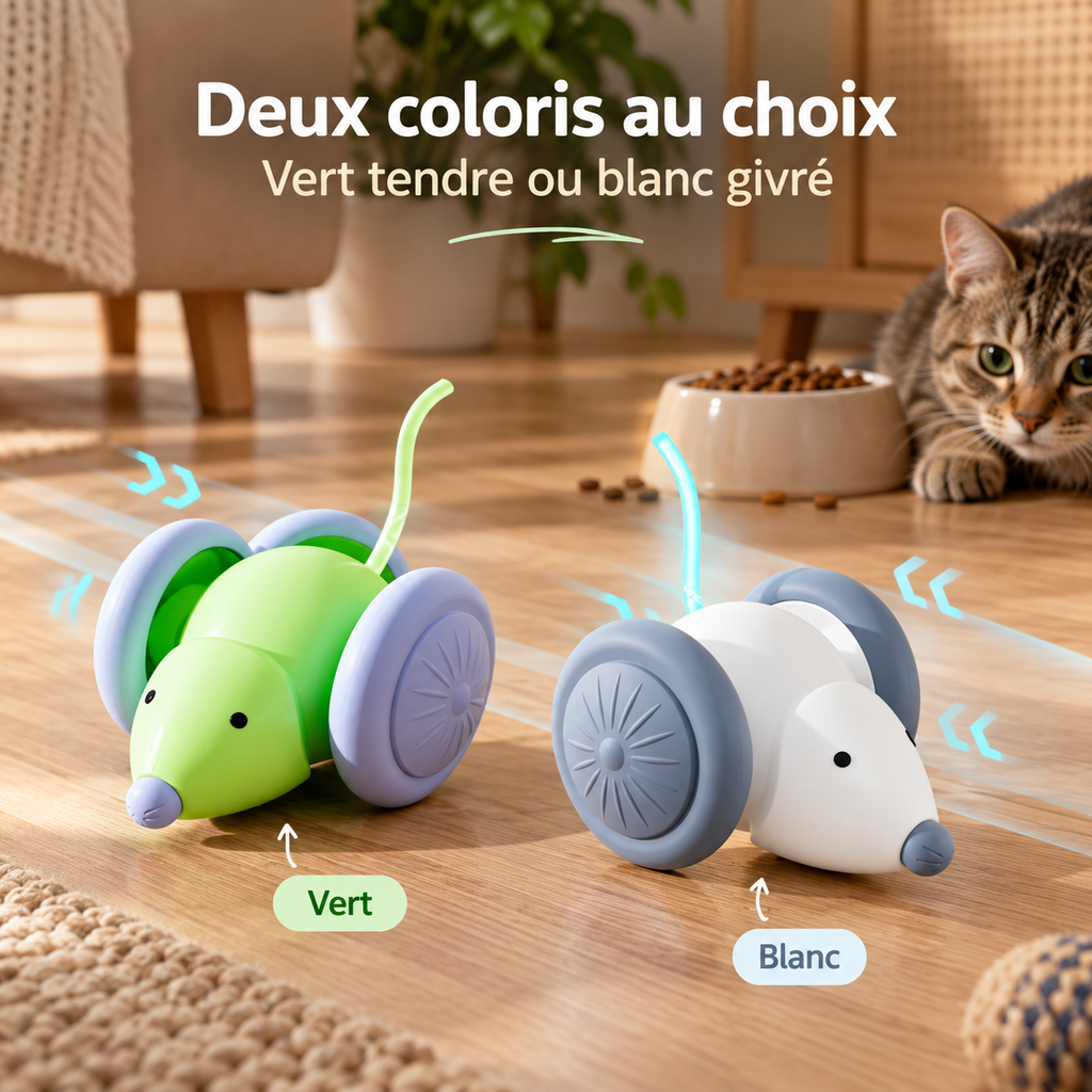 Souris électrique rechargeable pour chat avec évitement d’obstacles