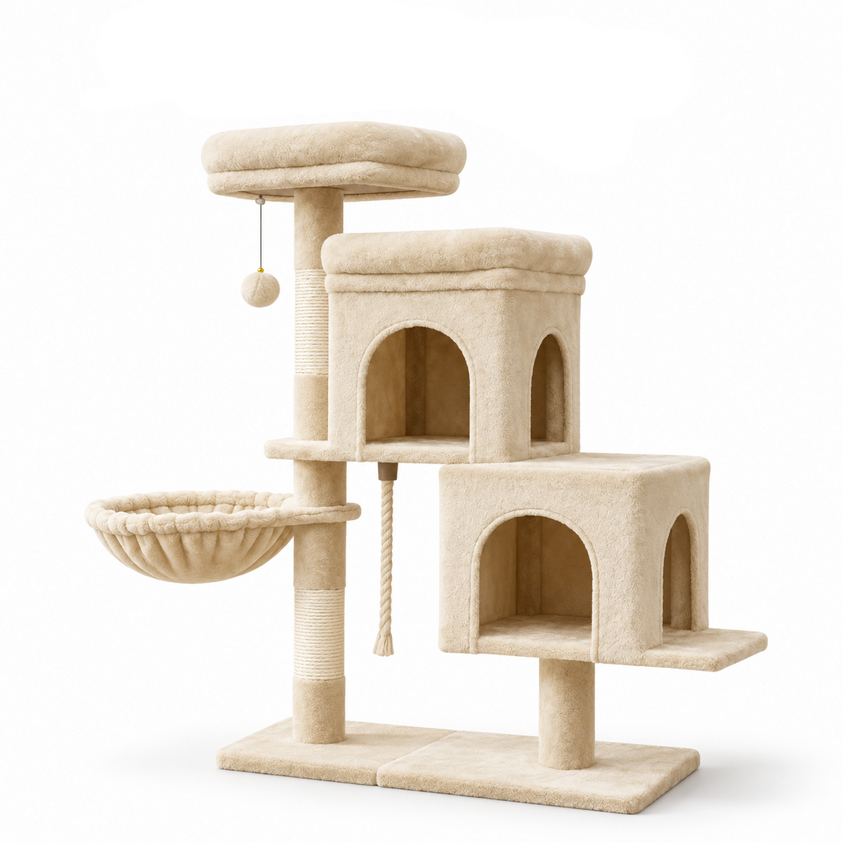 Arbre à chat compact à 4 niveaux avec deux niches