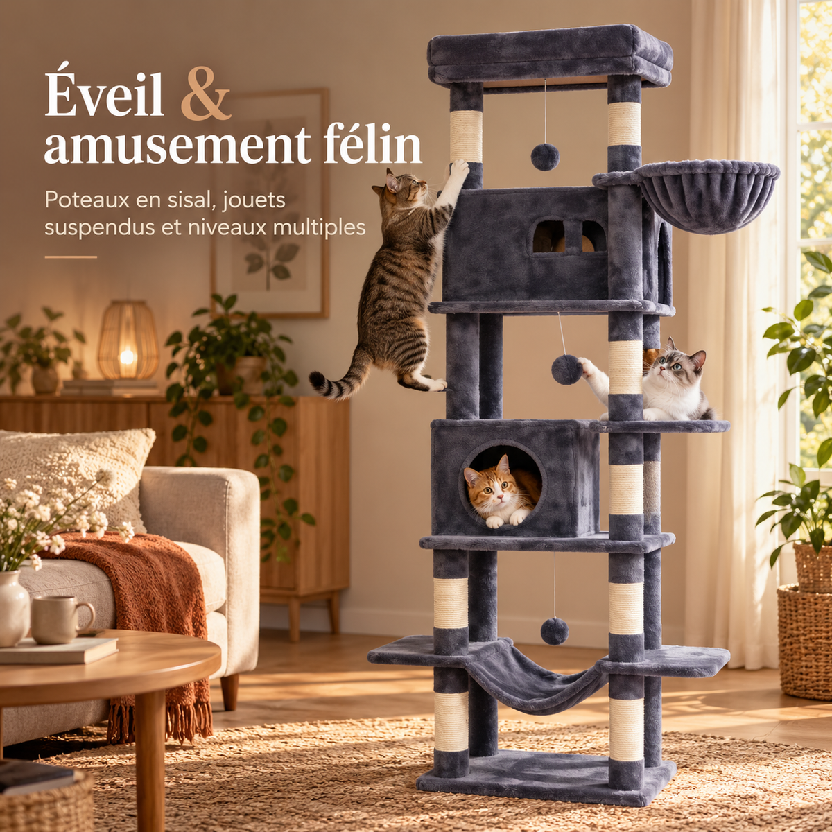 Arbre à chat XXL de 212 cm pour Maine coon
