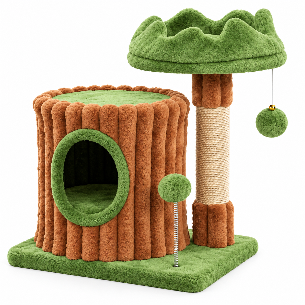 Arbre à chat compact avec niche et couchage surélevé