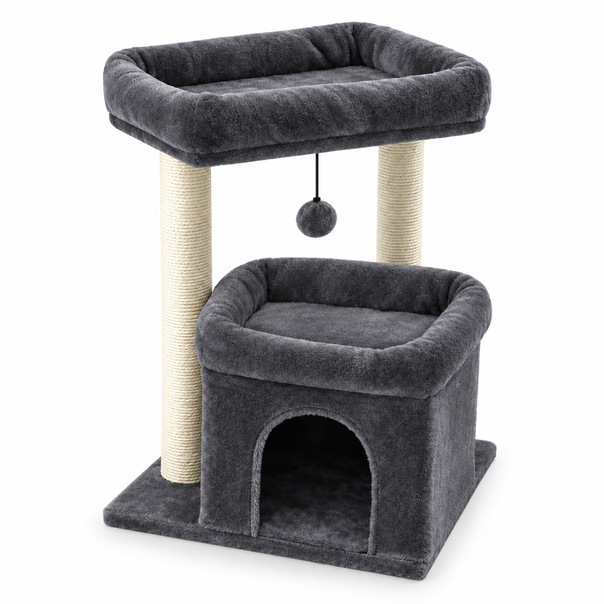 Arbre à chat compact avec niche et double perchoir