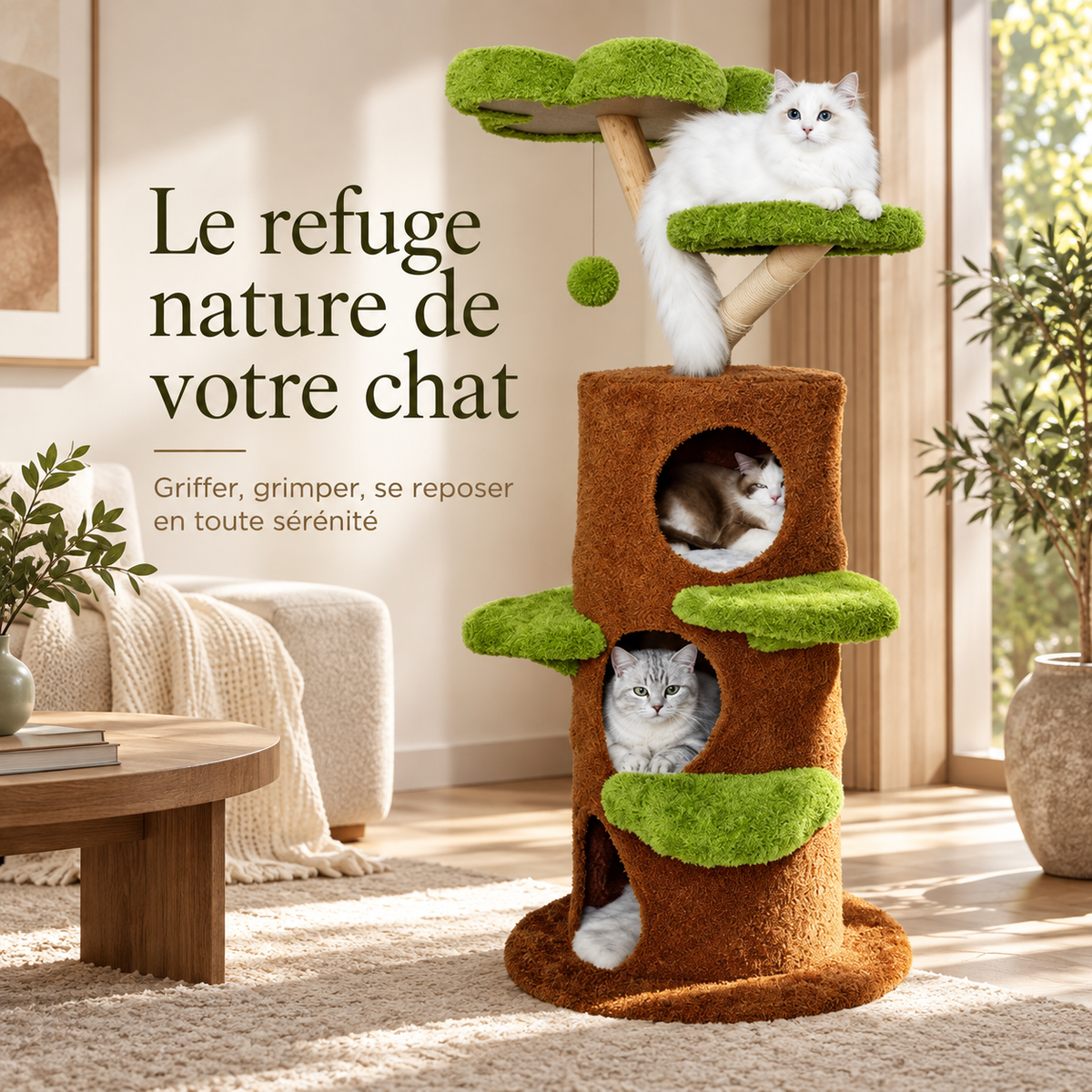Arbre à chat design floral de 150 cm