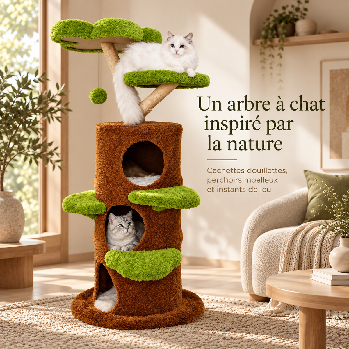 Arbre à chat design floral de 150 cm