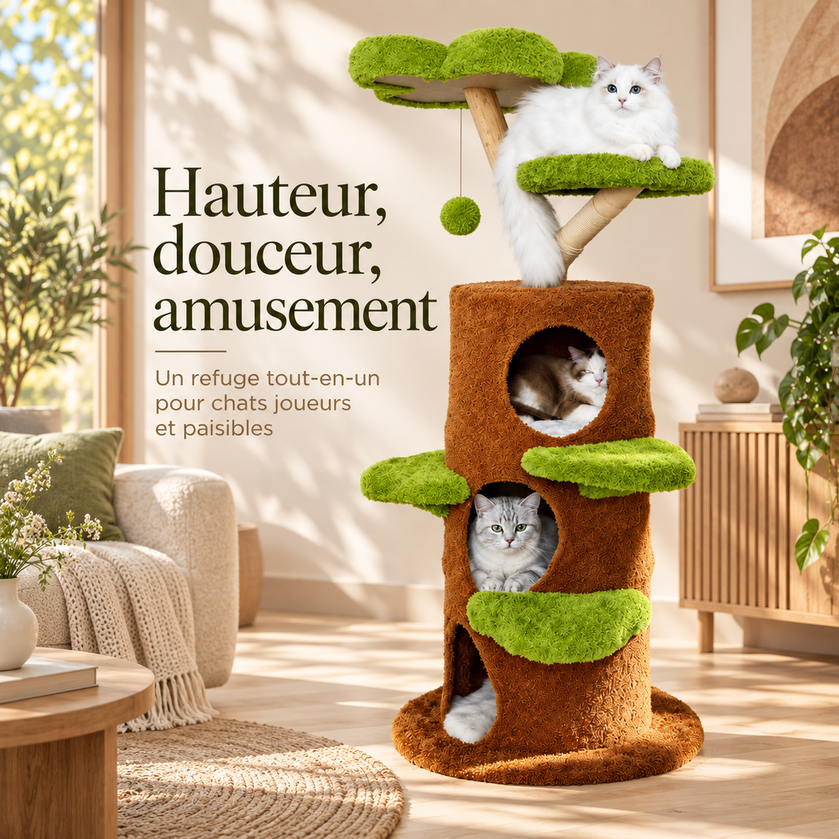 Arbre à chat design floral de 150 cm