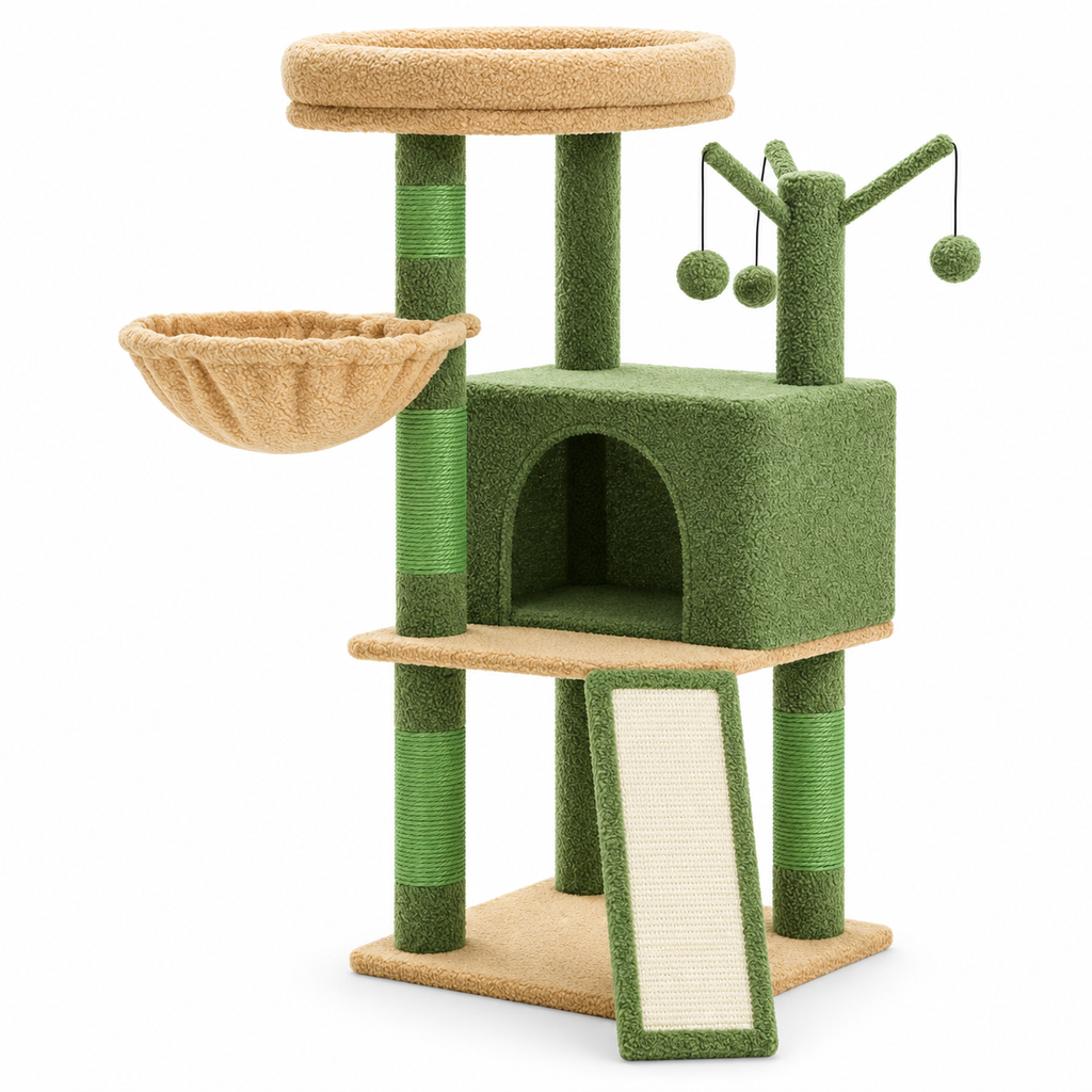 Arbre à chat avec hamac, niche et rampe à griffer