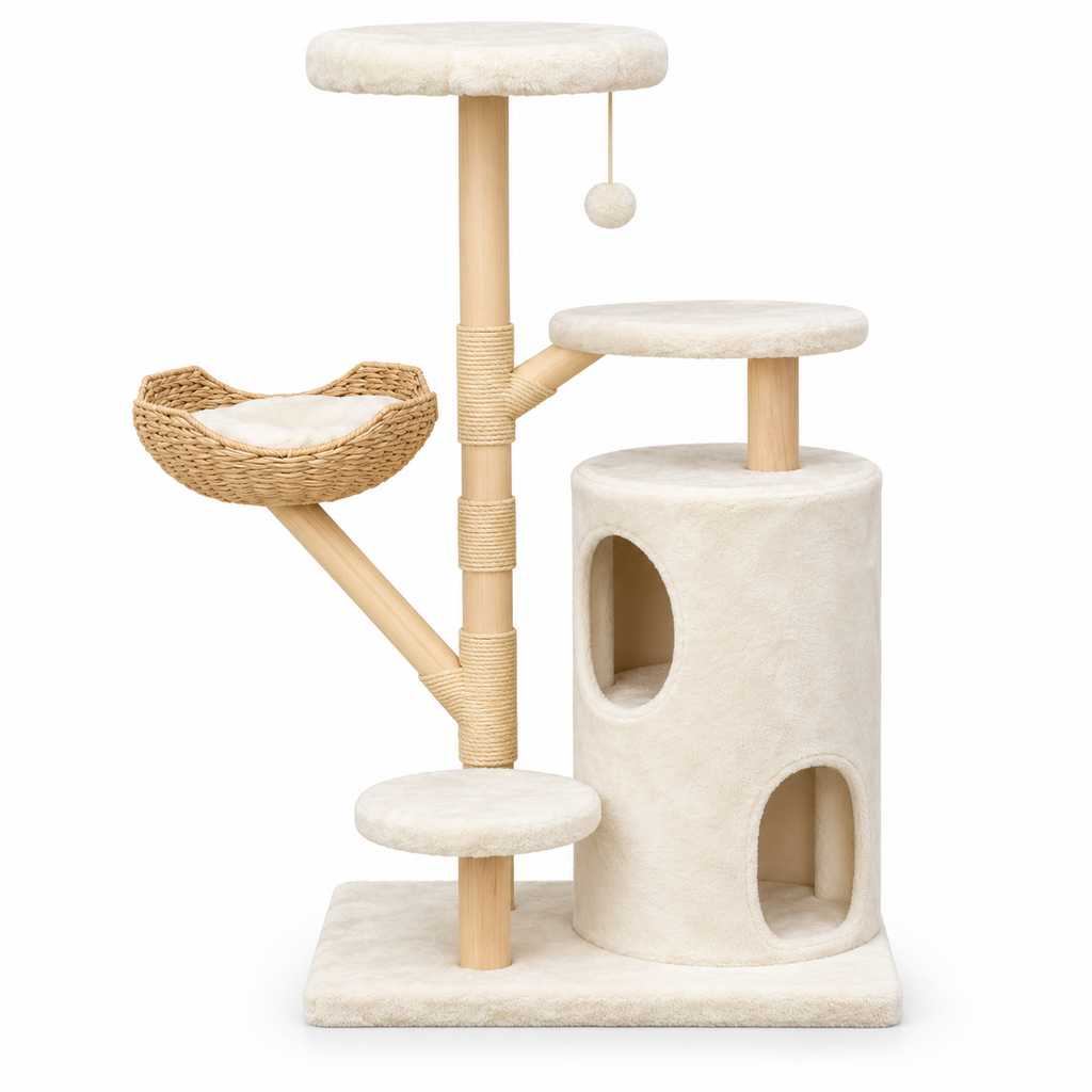 Arbre à chat design en bois de 142 cm