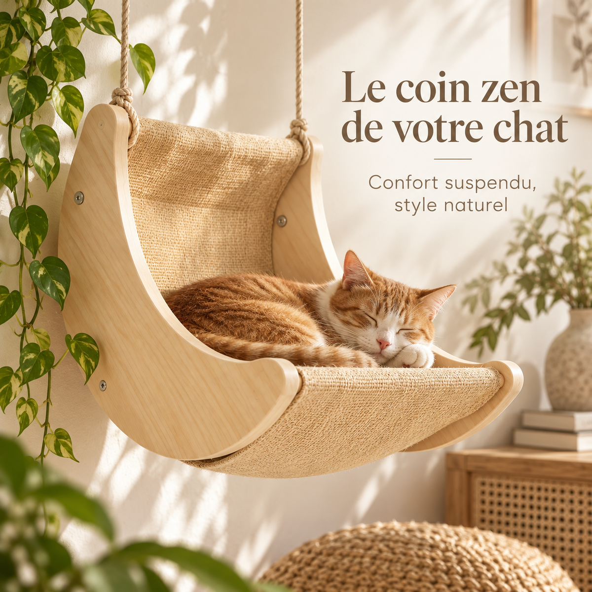 Berceau à bascule en bois pour chat