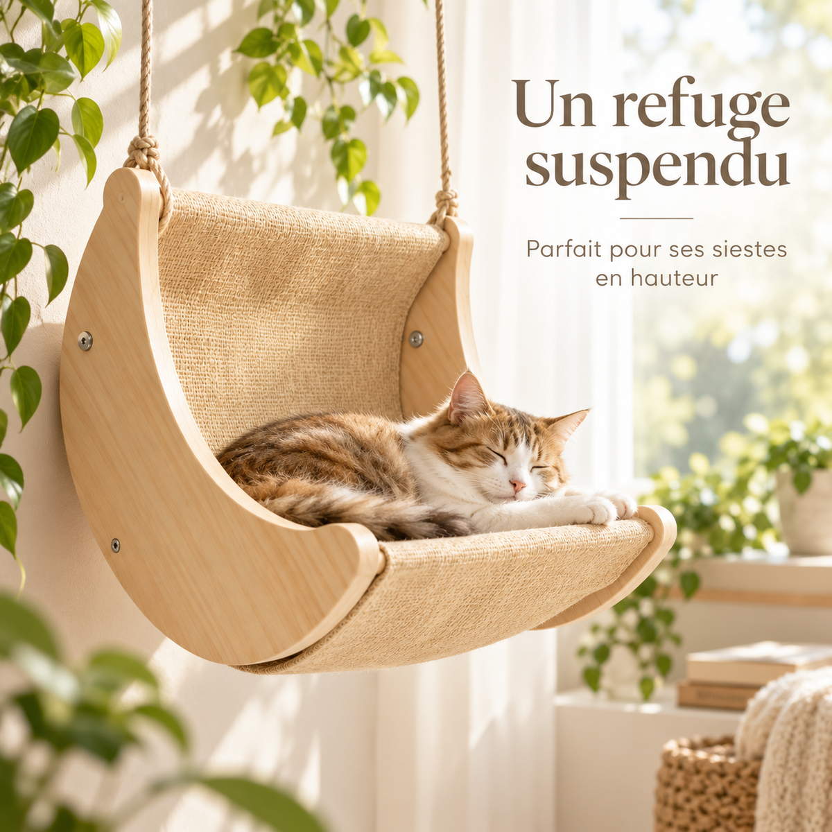 Berceau à bascule en bois pour chat