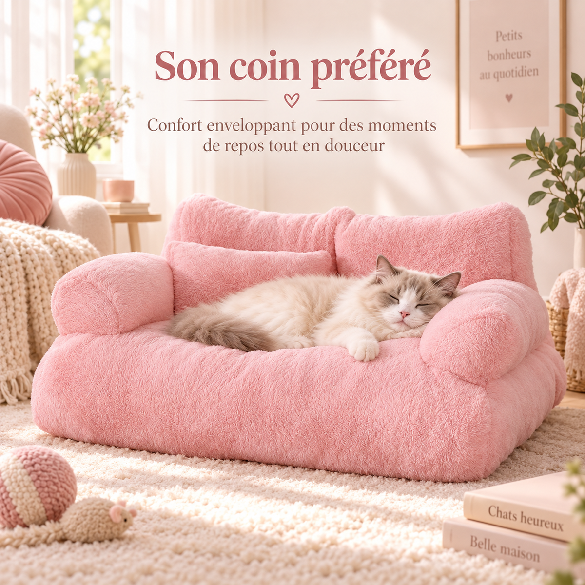 Canapé-lit de luxe en peluche pour chat
