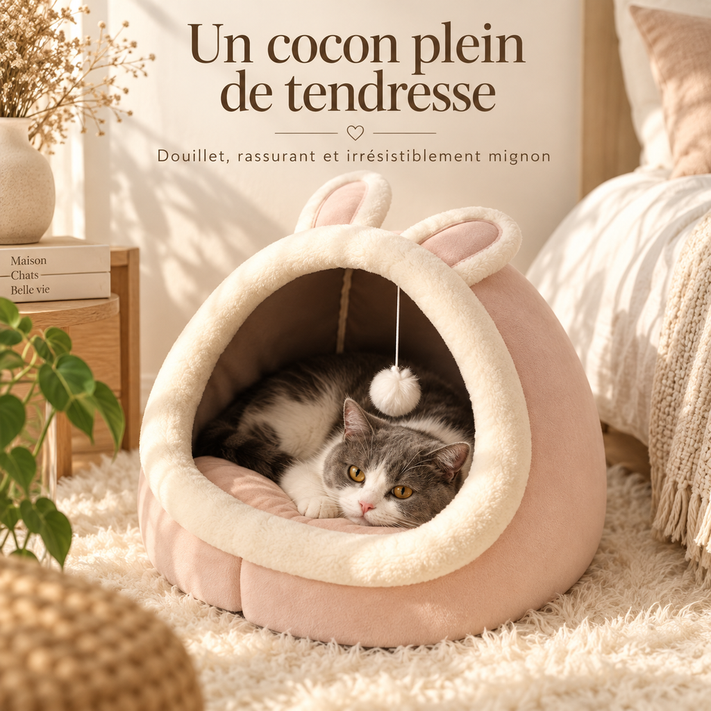 Niche douillette en forme de lapin avec coussin lavable