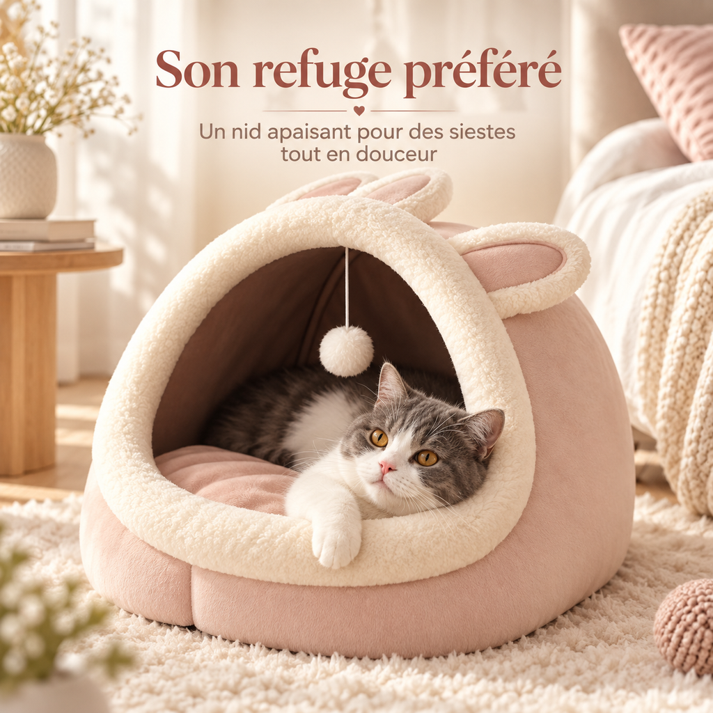 Niche douillette en forme de lapin avec coussin lavable