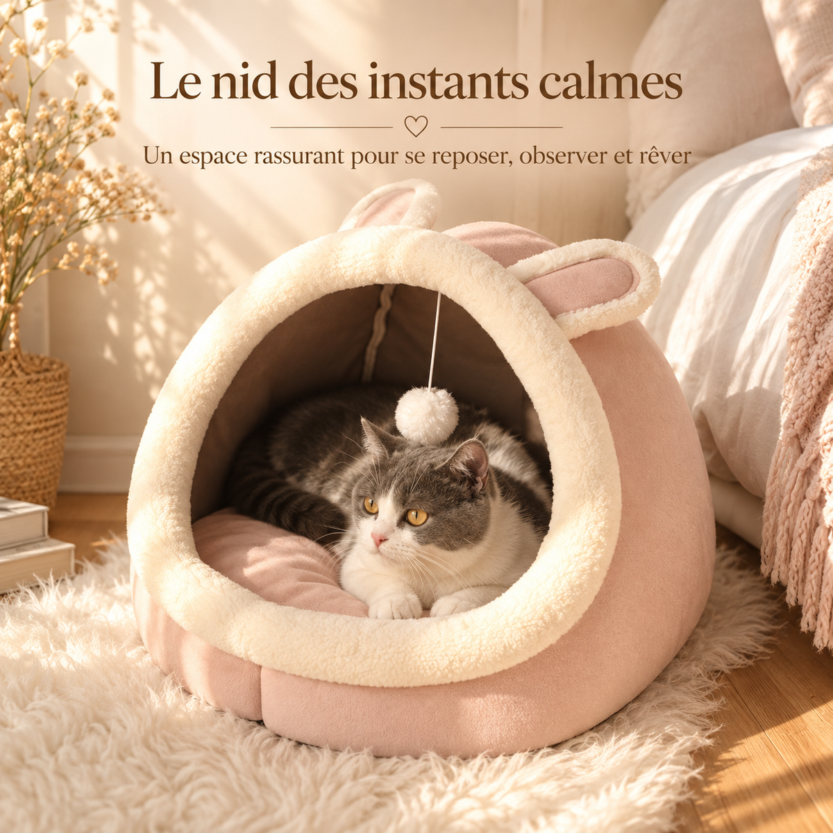 Niche douillette en forme de lapin avec coussin lavable