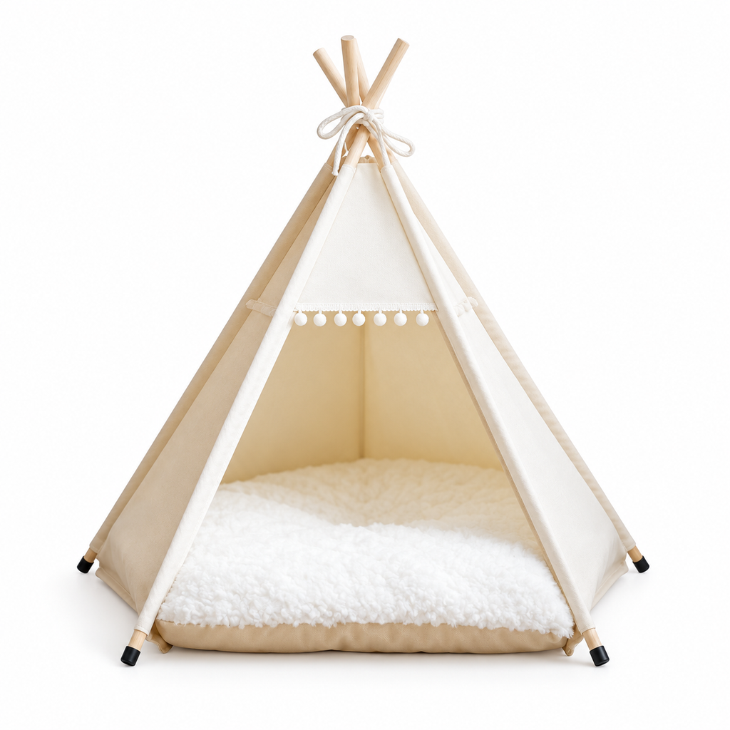 Tente tipi pour chat et petit chien avec coussin