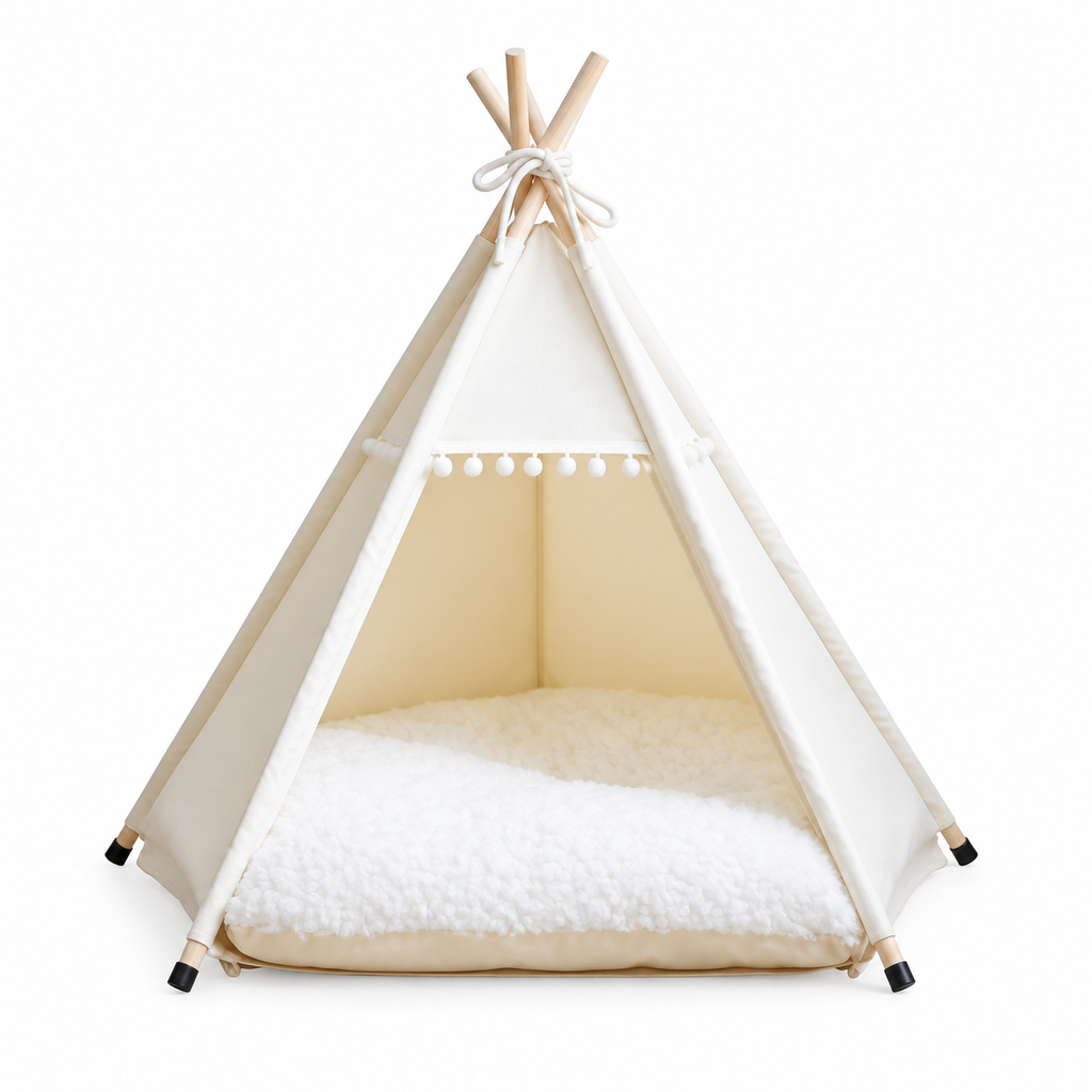 Tente tipi pour chat et petit chien avec coussin