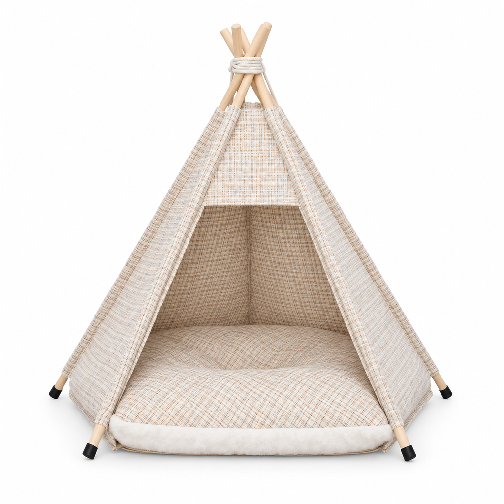 Tente tipi pour chat et petit chien avec coussin