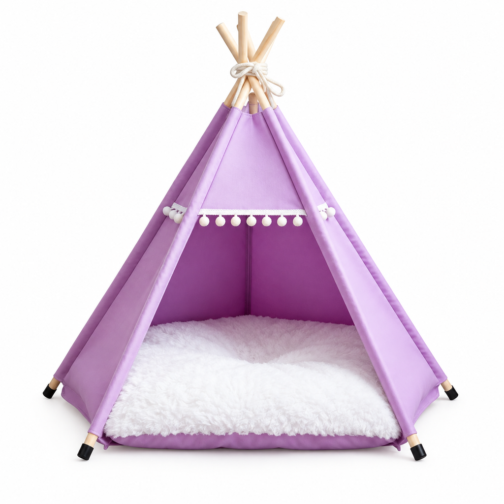 Tente tipi pour chat et petit chien avec coussin