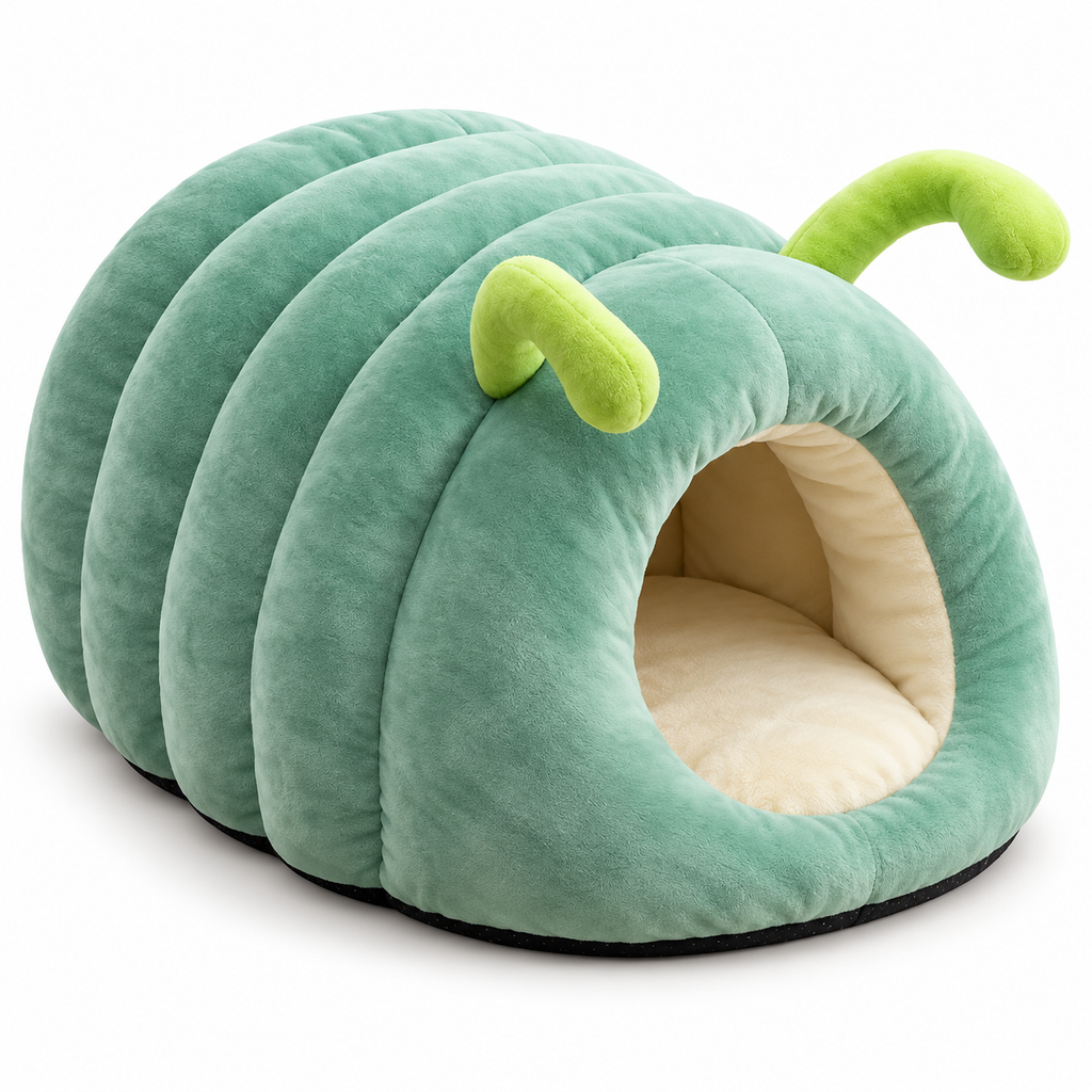 Niche cocon pour chat en forme de chenille