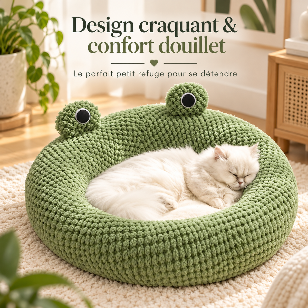 Nid rond grenouille pour chat