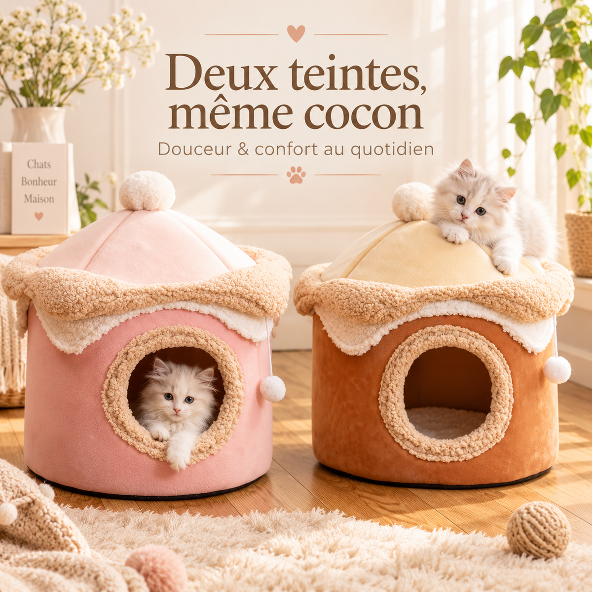 Niche cocooning pour chat en coton
