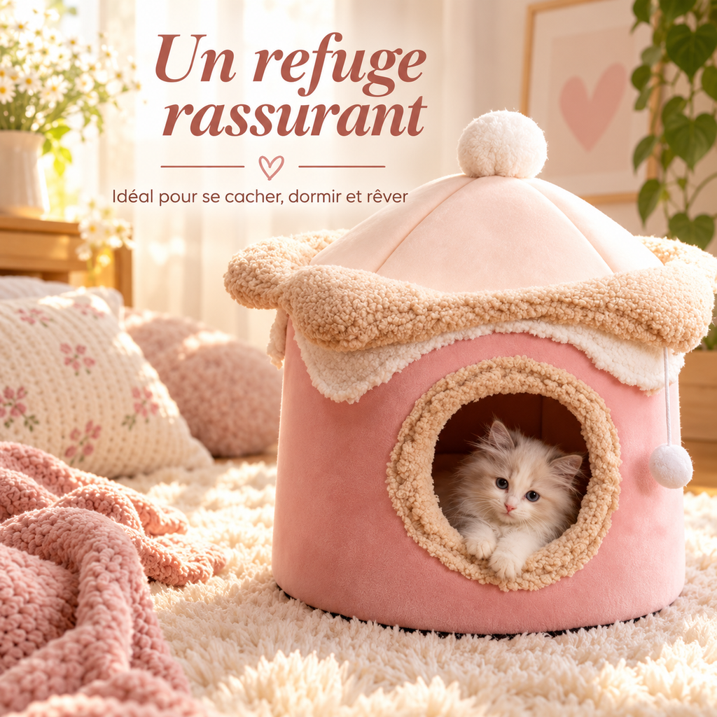Niche cocooning pour chat en coton