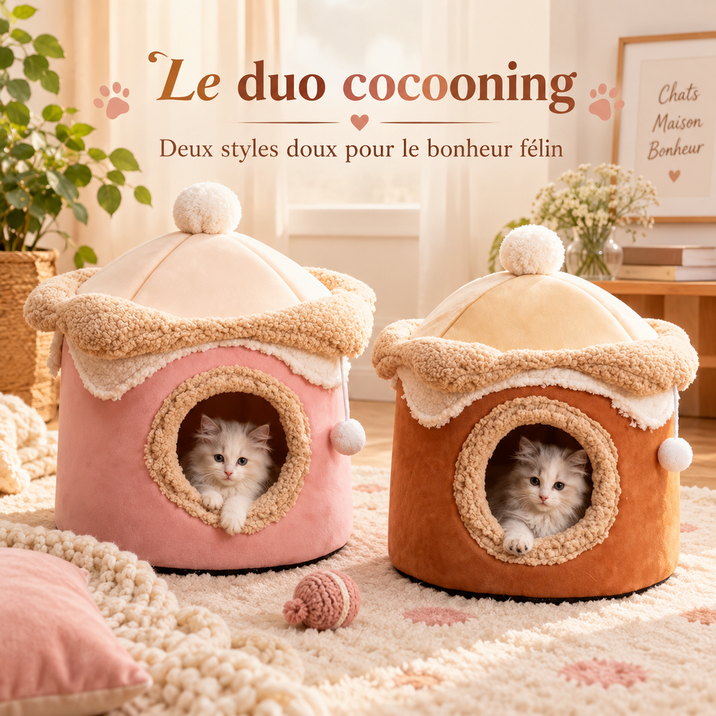 Niche cocooning pour chat en coton