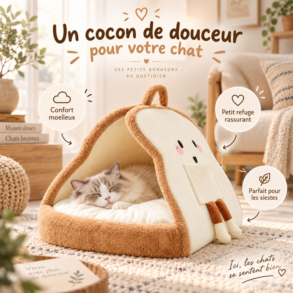 Niche cocon pour chat en coton avec coussin