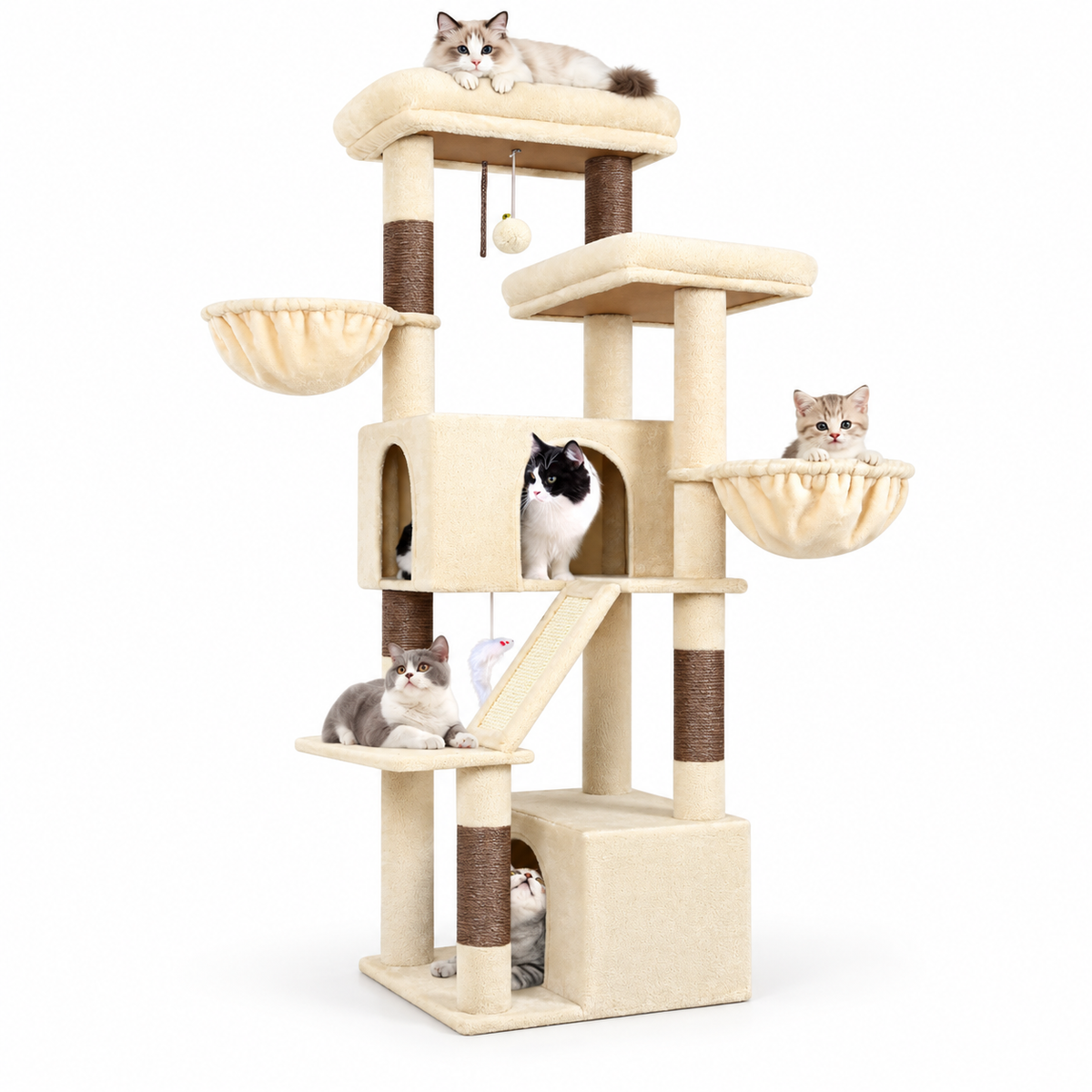 Arbre à chat XXL de 175 cm avec niches et hamacs