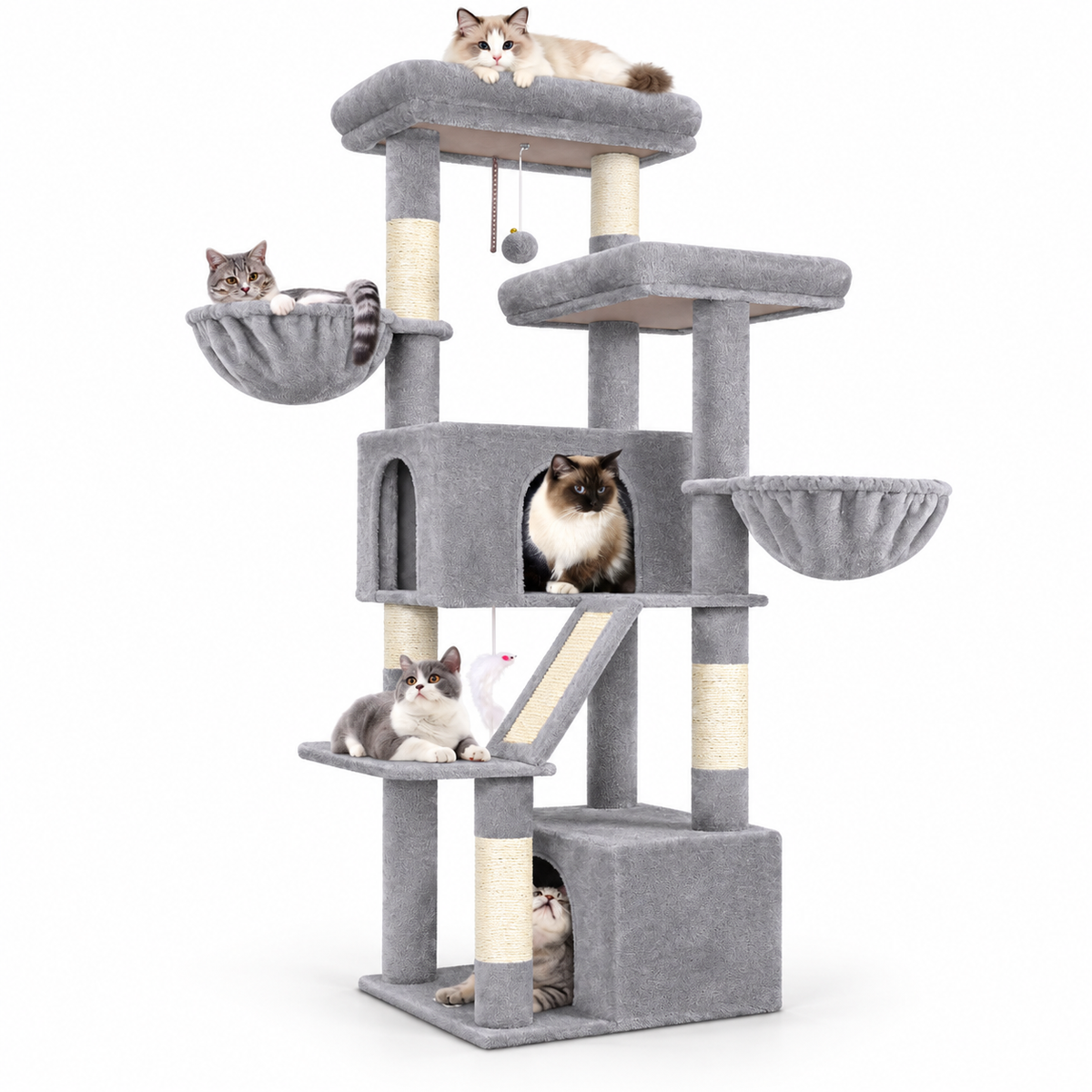 Arbre à chat XXL de 175 cm avec niches et hamacs
